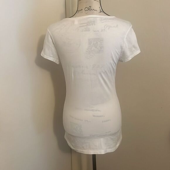 Bruce Springsteen White V-Neck Born In The USA Graphic Semi Sheer Shirt - Picture 3 of 11